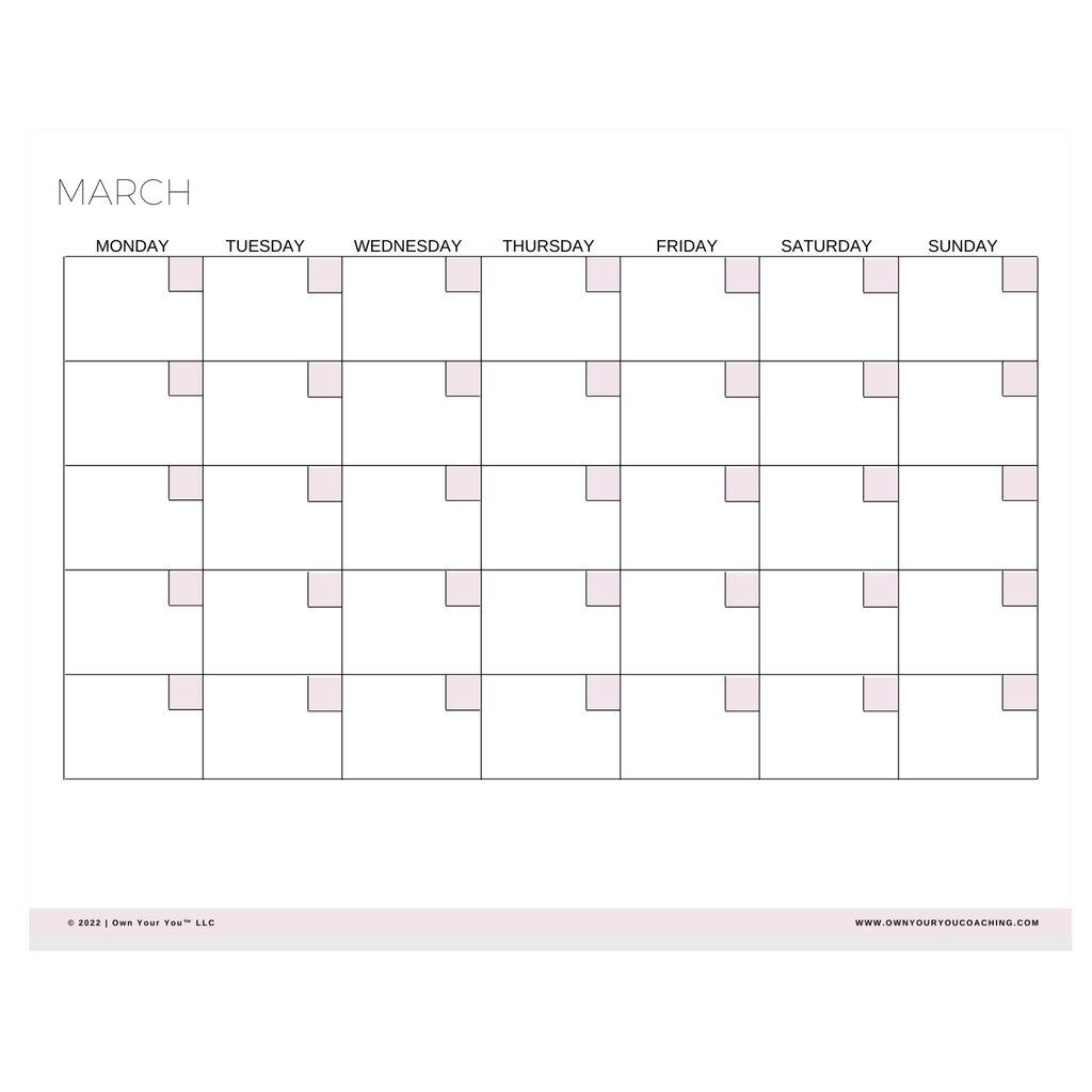 Digital Blank Yearly Calendar