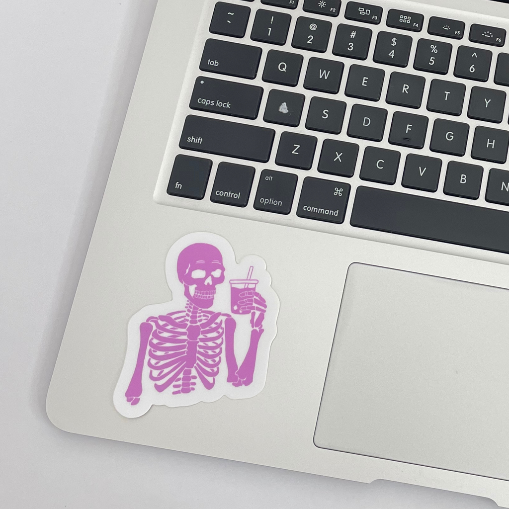 Skeleton Sipping Coffee Sticker