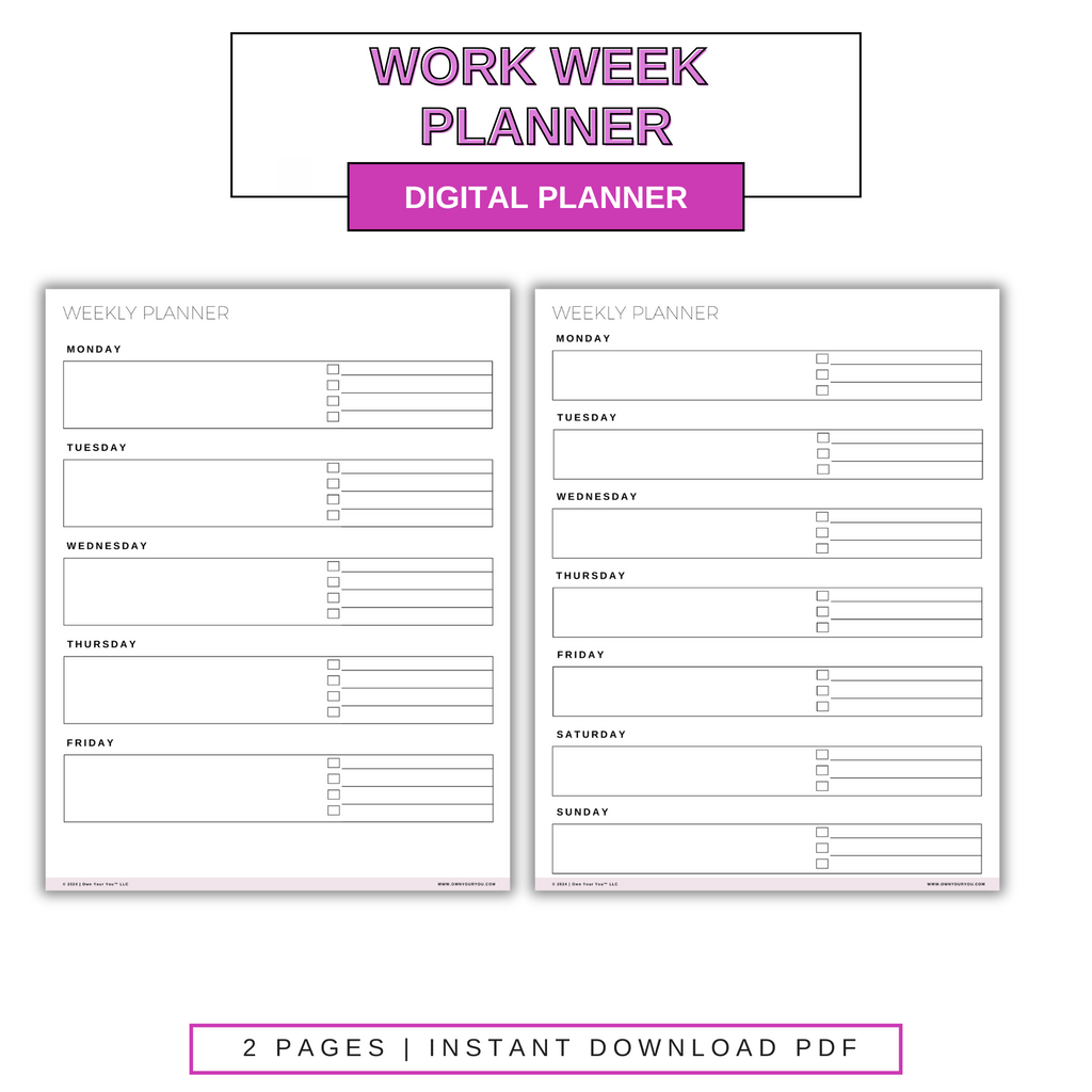 Digital Work Week Planner