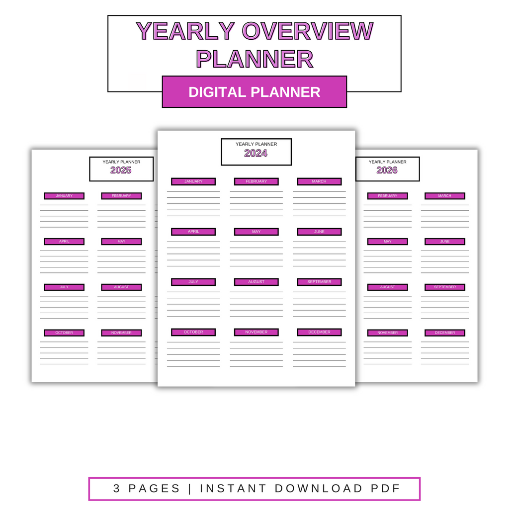 Digital Yearly Overview Planner