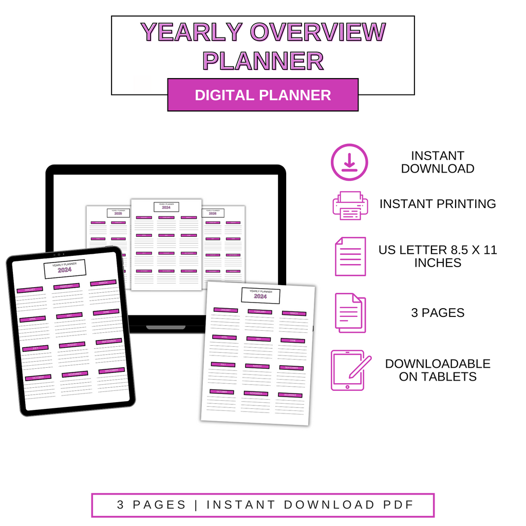 Digital Yearly Overview Planner